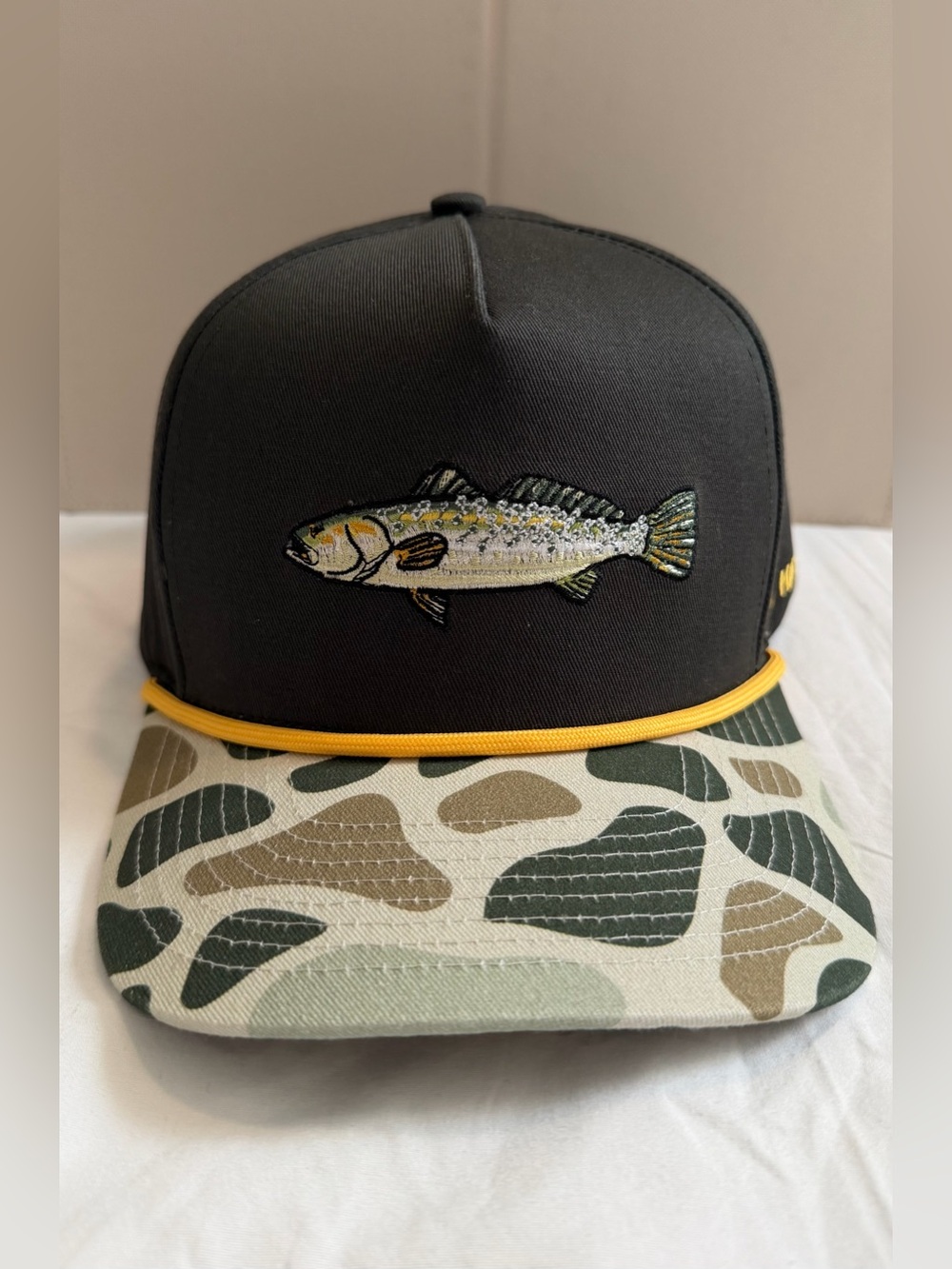 Southern String Hat Co Gray Camo Fish Rope SnapBack